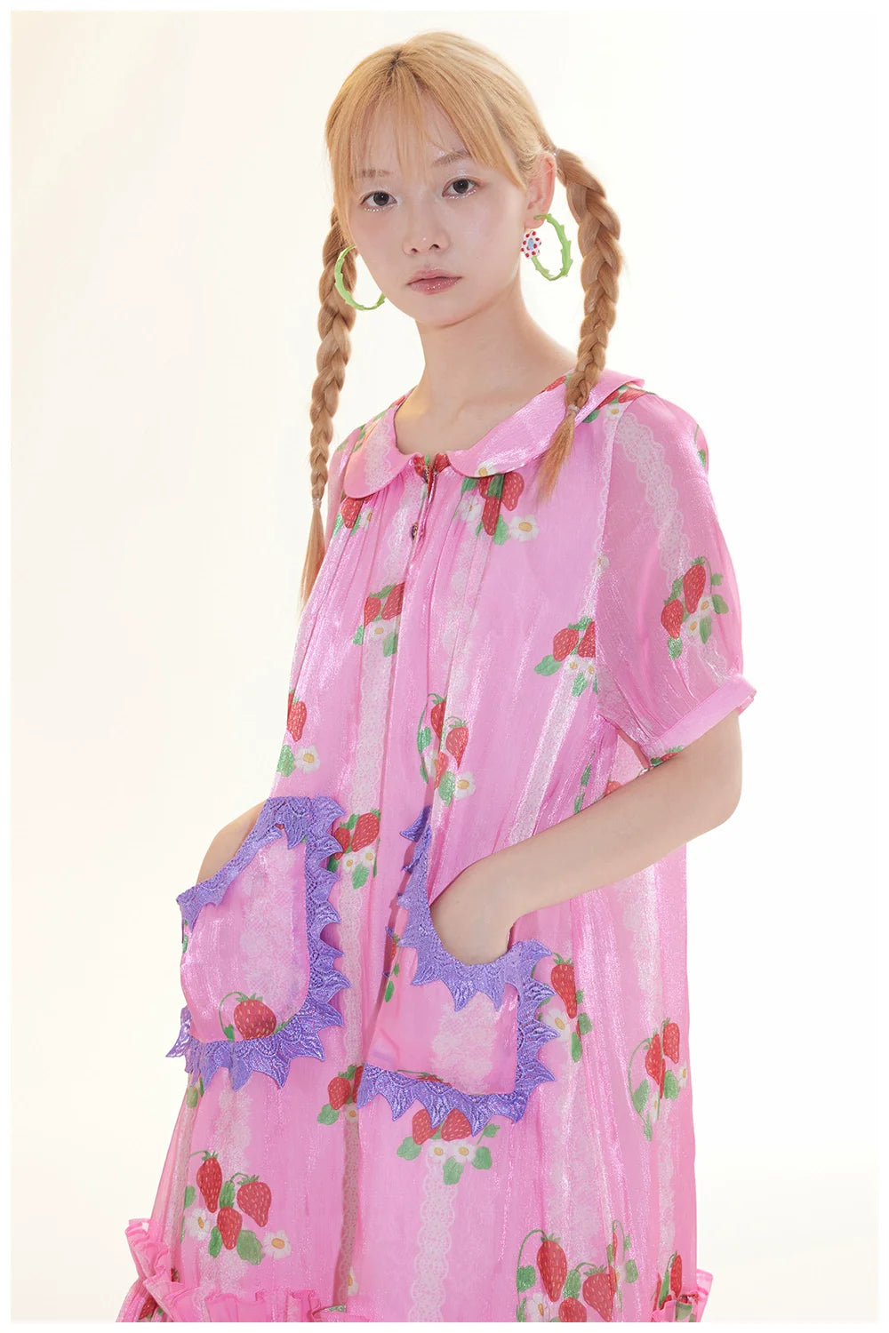 Pink Strawberry Peter Pan Collar Dress