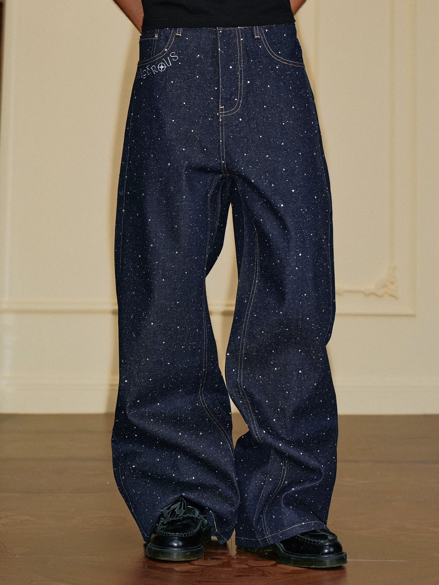 Crystal Speckled Wide Leg Jeans