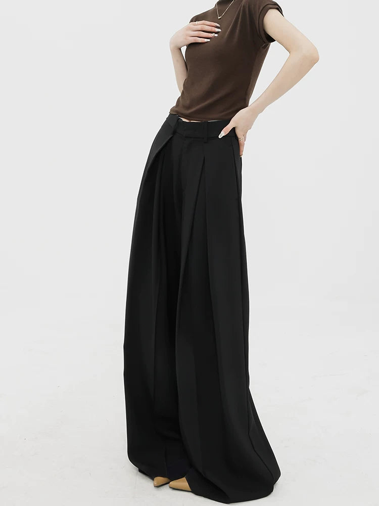 Fluid Pleated Wide-Leg Trousers