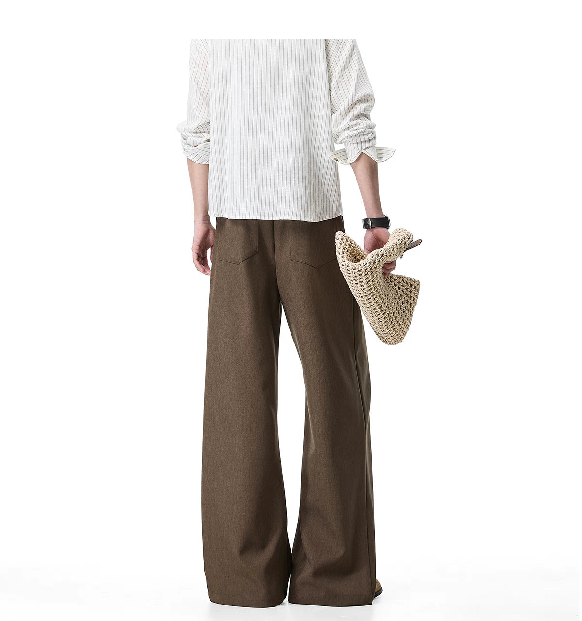 Walnut Drape Wide-Leg Trousers