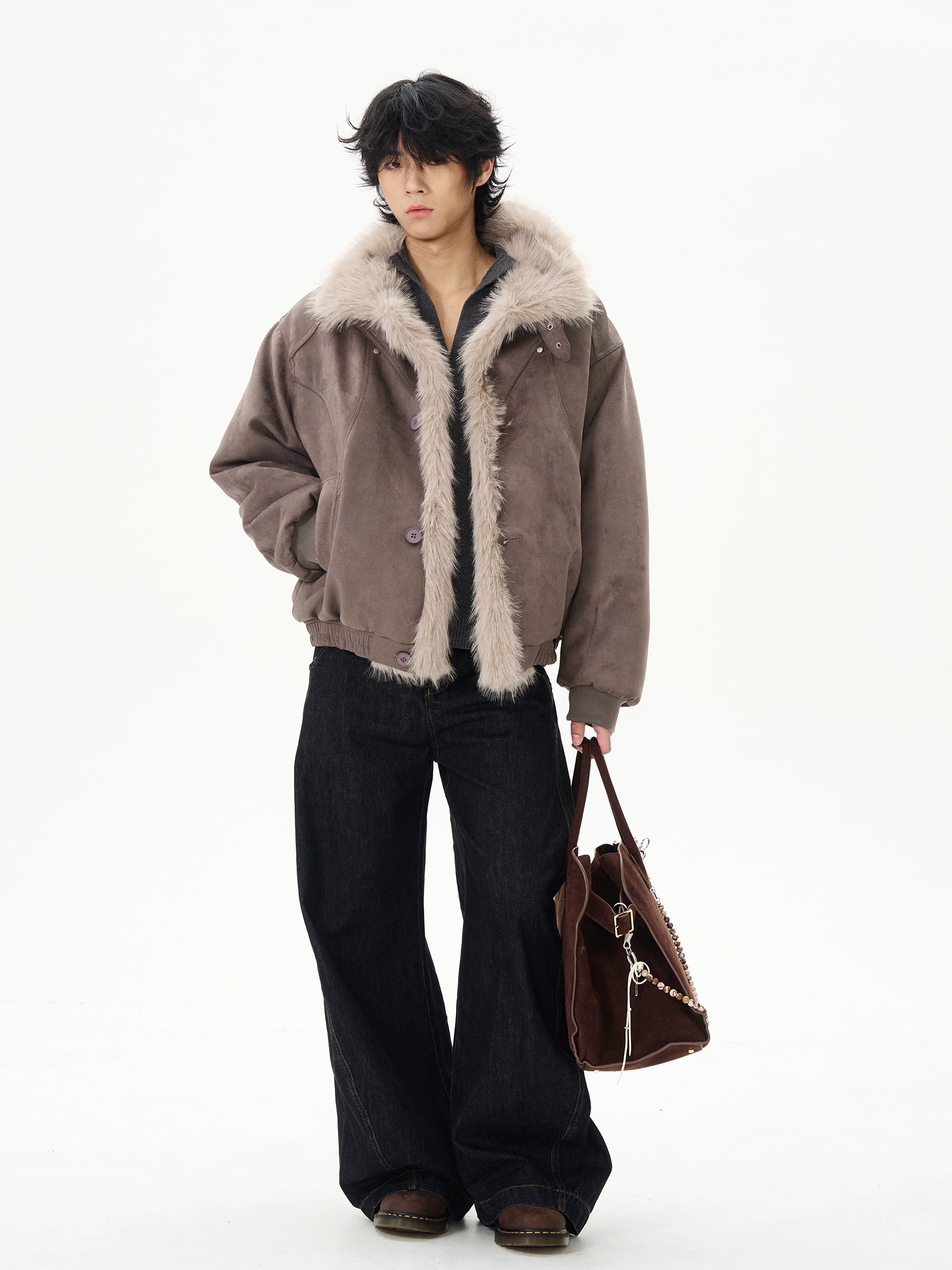 Faux Shearling Aviator Jacket
