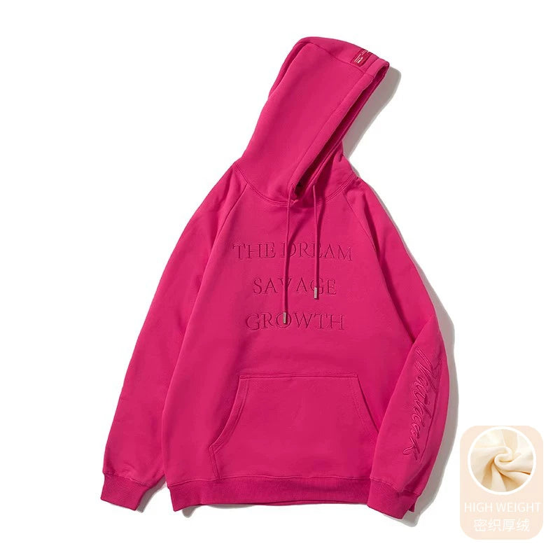 Embossed Lettering Oversized Pullover Hoodie