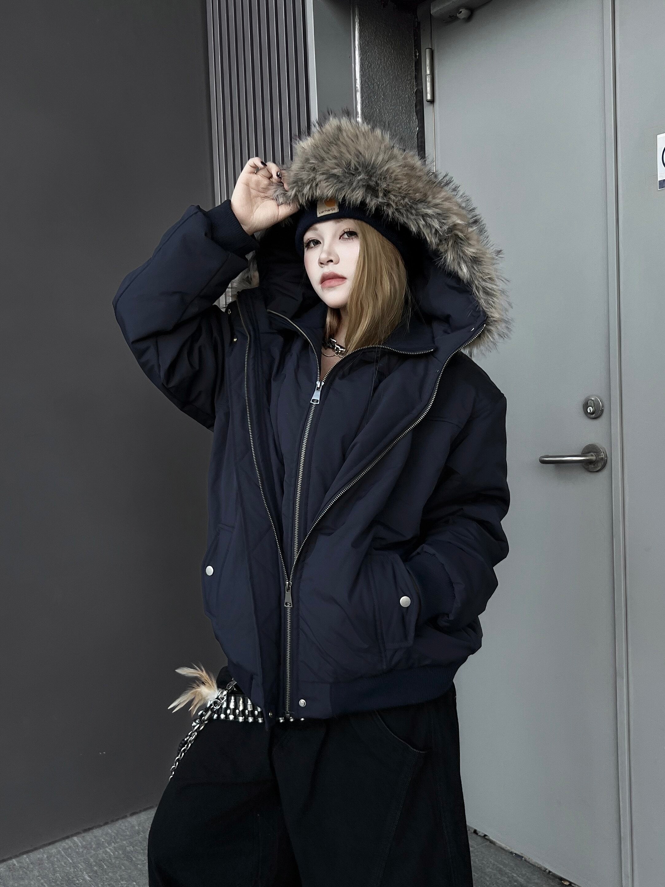 Men's Double-Hood Faux-Fur Thick Puffer Jacket