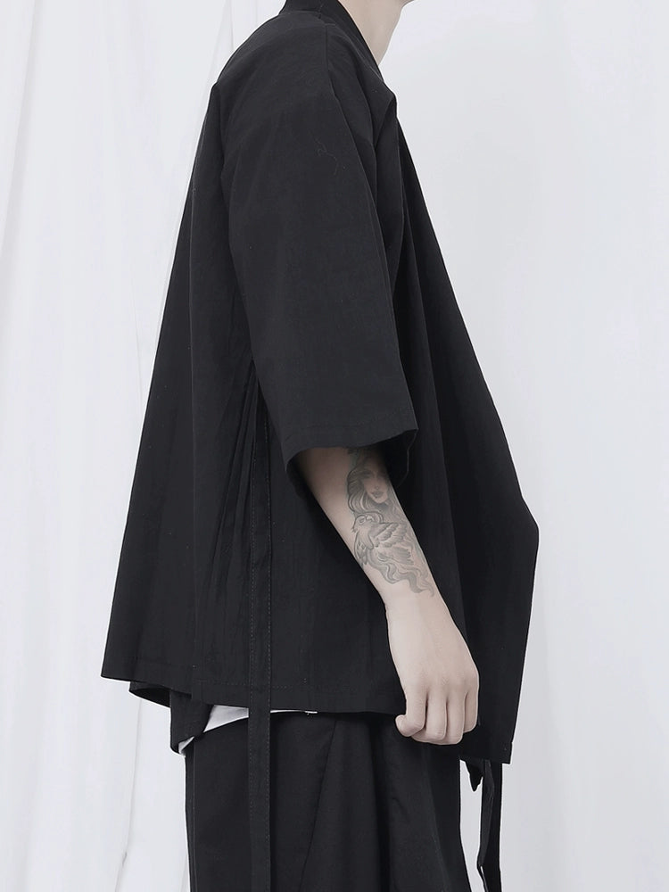 Black Wrap Kimono Shirt