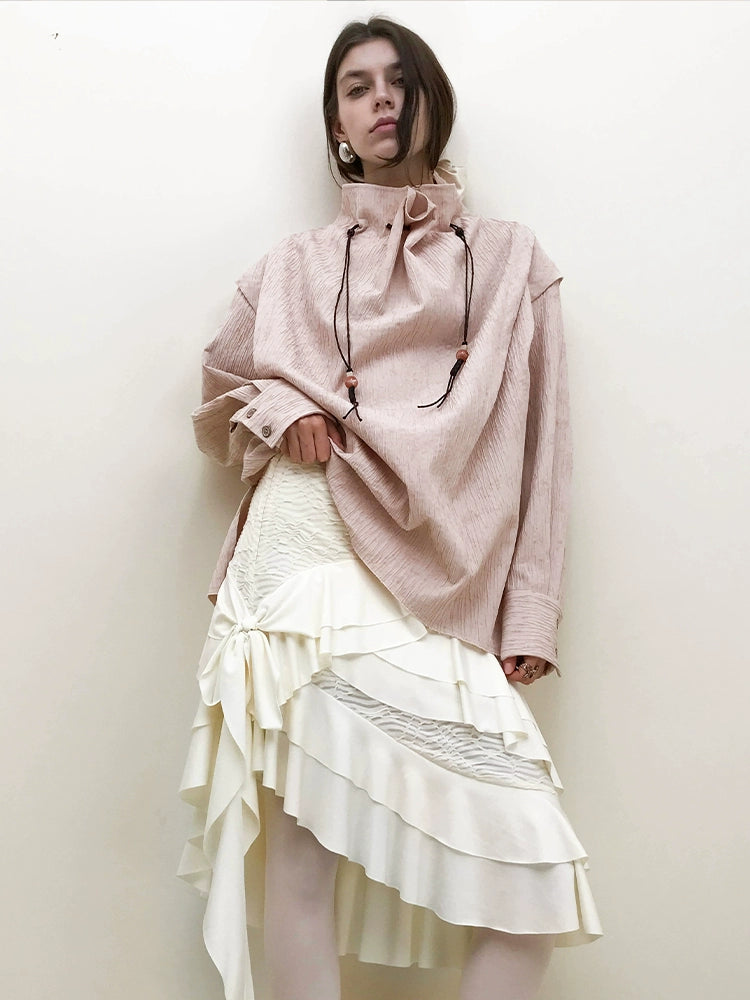 Oversized High-Neck Blouse