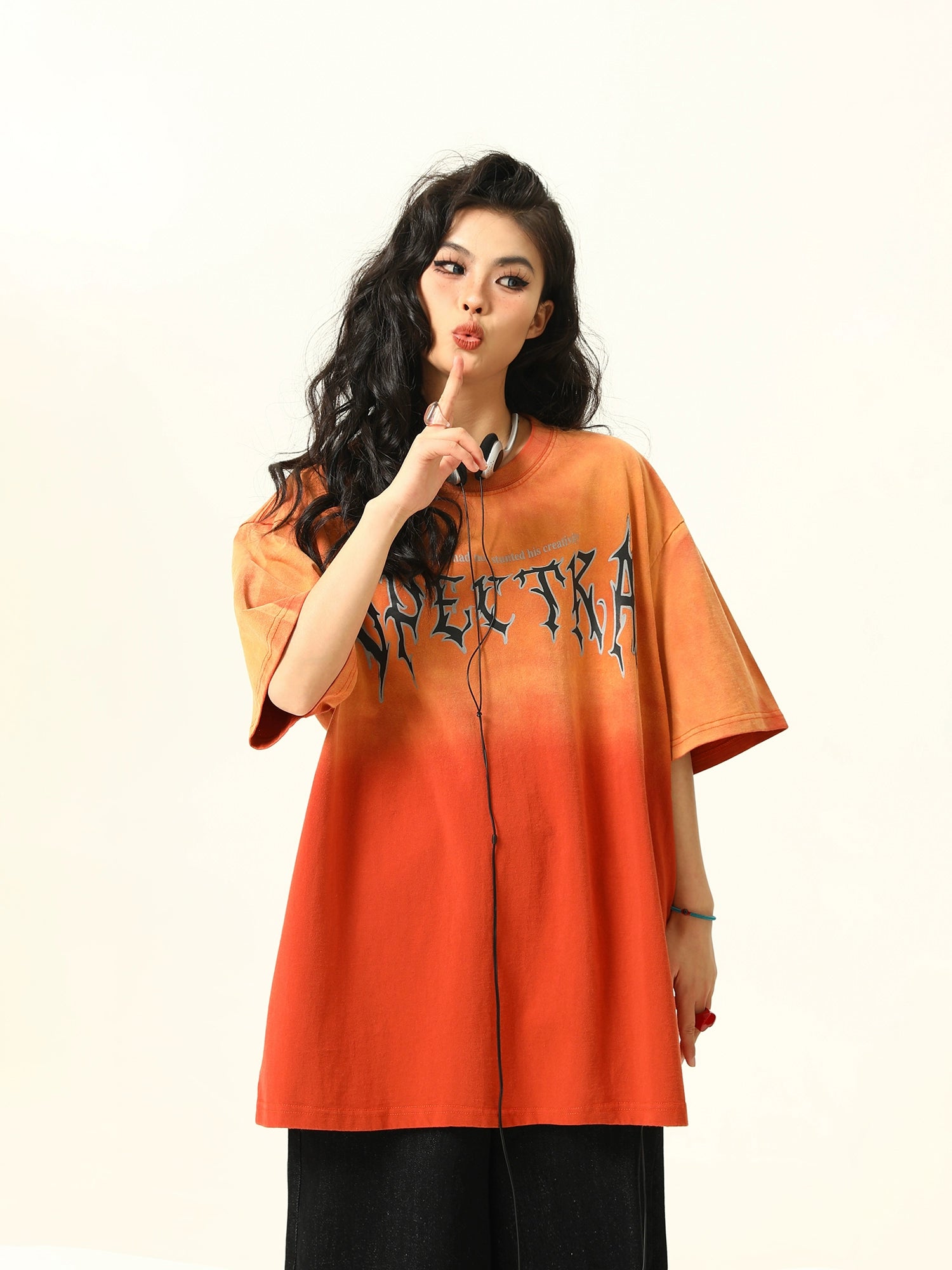 Oversized Orange Gradient Graphic Tee