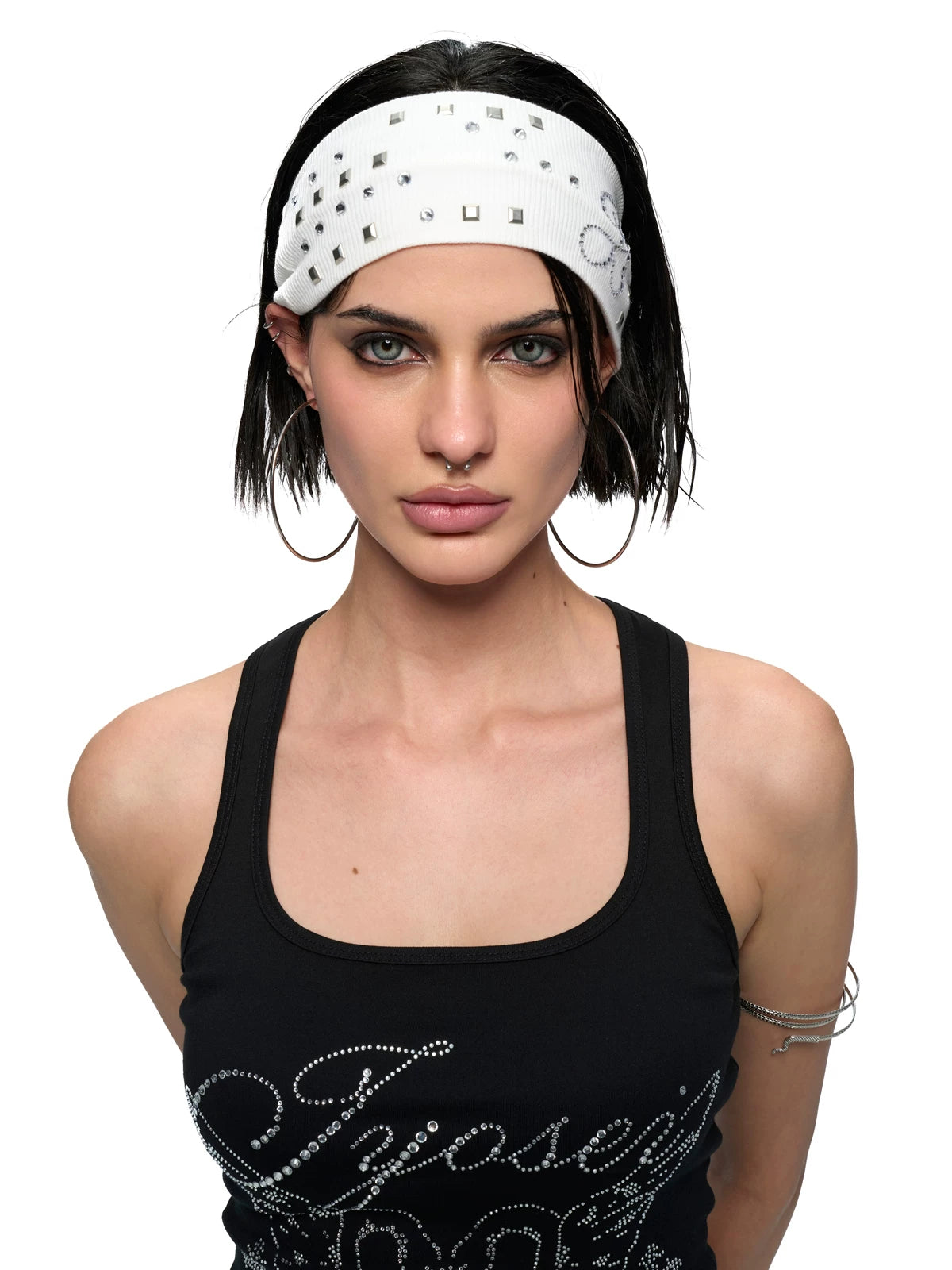 Crystal Initial Studded Knit Headband