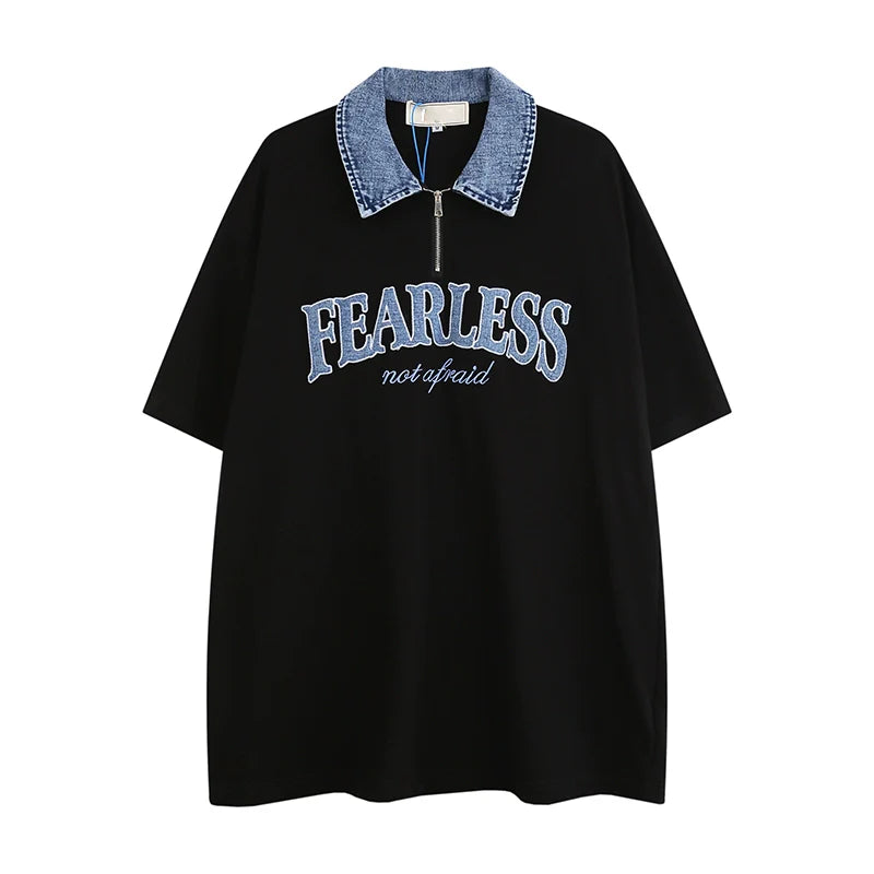 Fearless Denim Collar Polo Tee