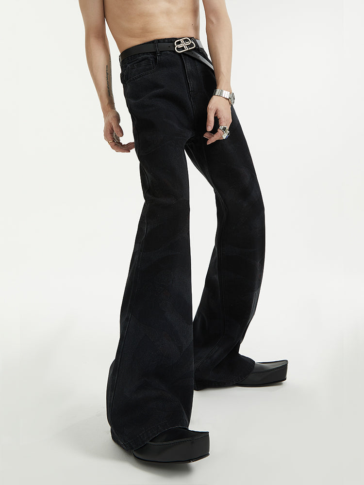 Abstract Print Wide-Leg Jeans