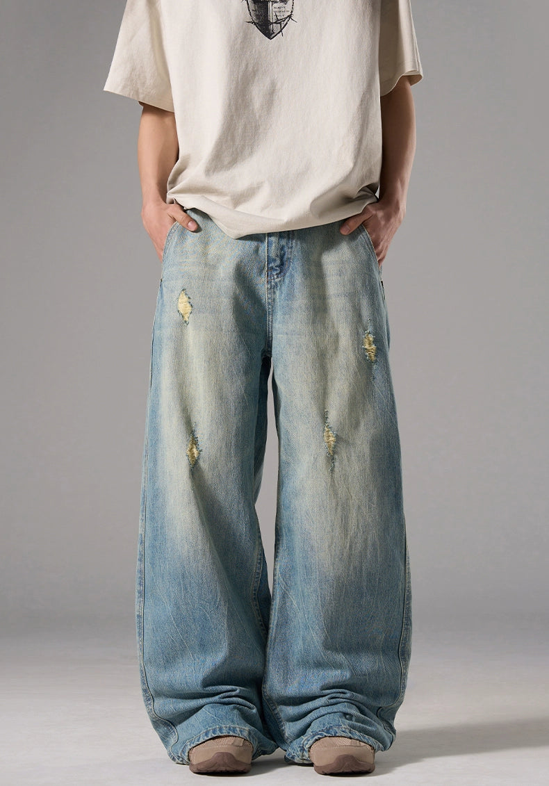 Drifted Sky Shredded Wide Jeans