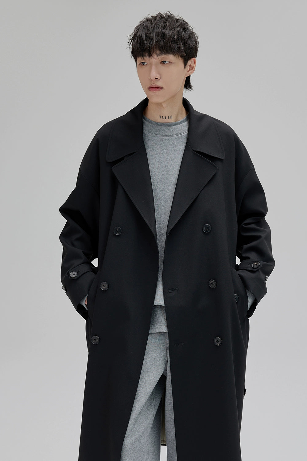 Double-breasted Straight-cut Long Trench Coat