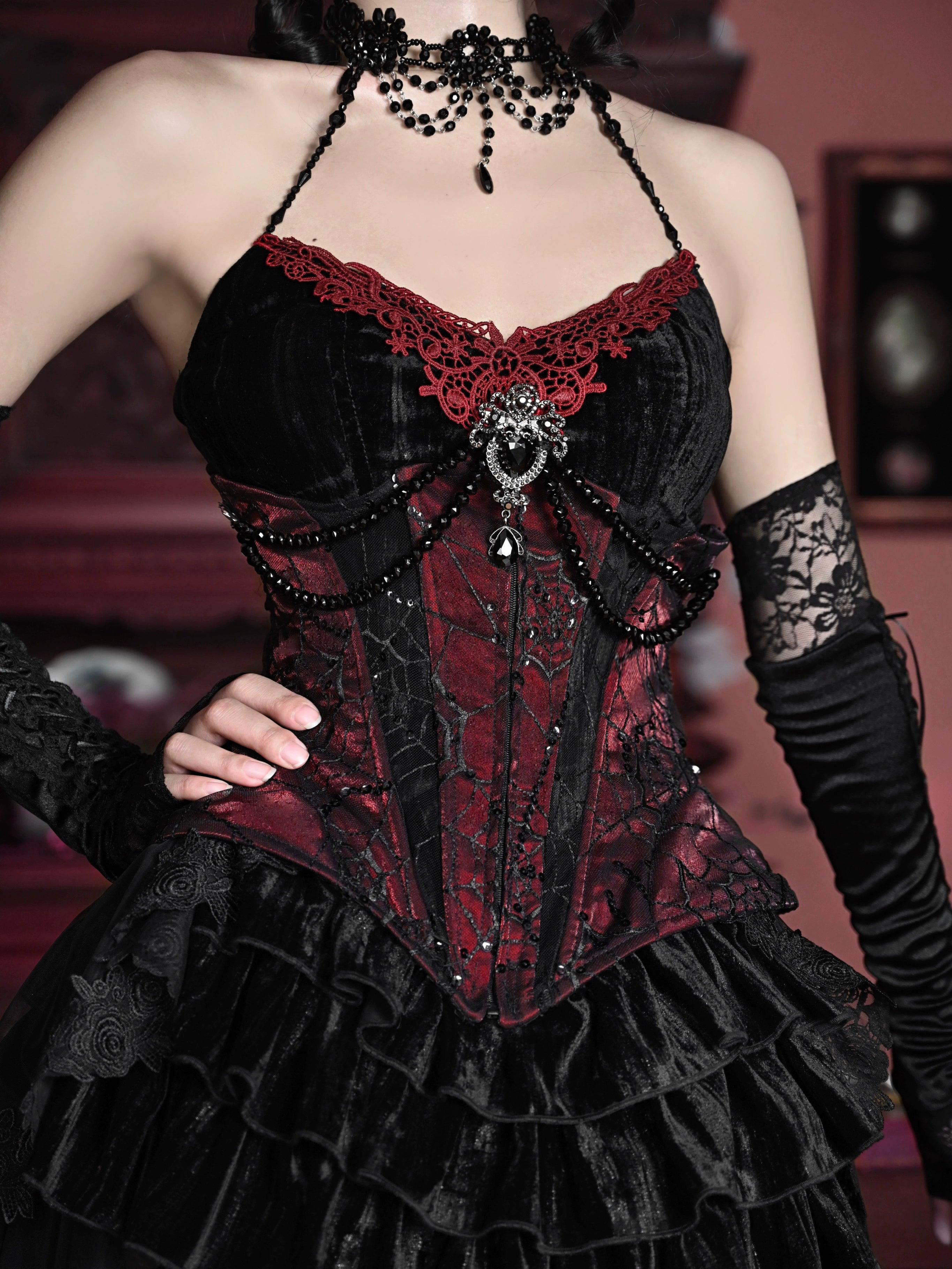 Gothic Burlesque Corset Dress With Accessories