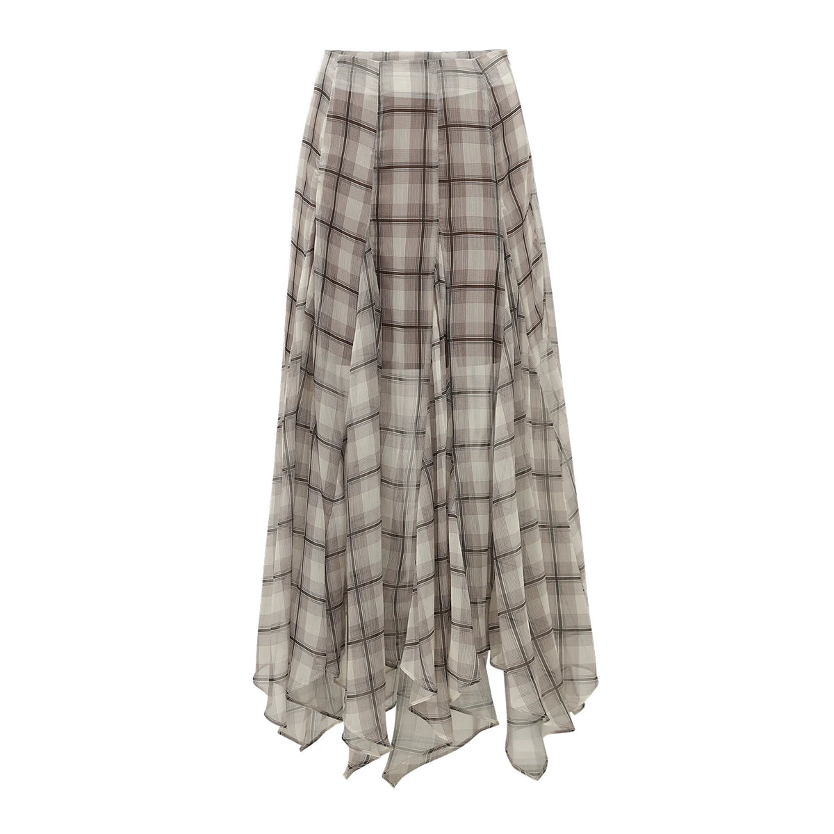 Handkerchief Hem Plaid Chiffon Skirt