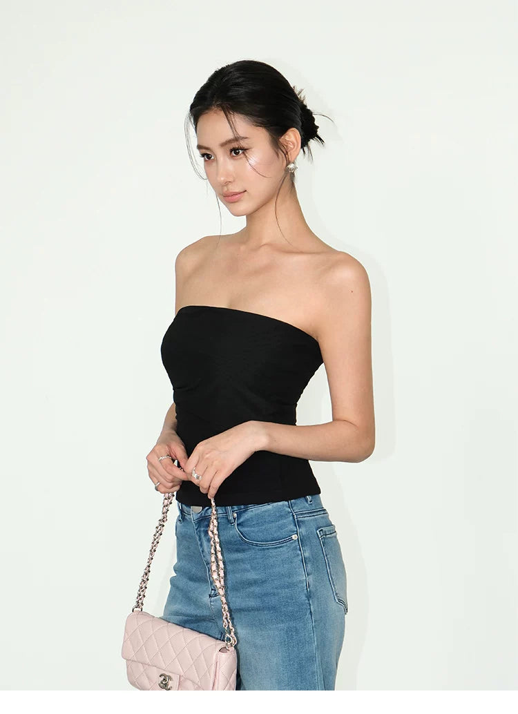 Asymmetric Off Shoulder Ruched Tube Top