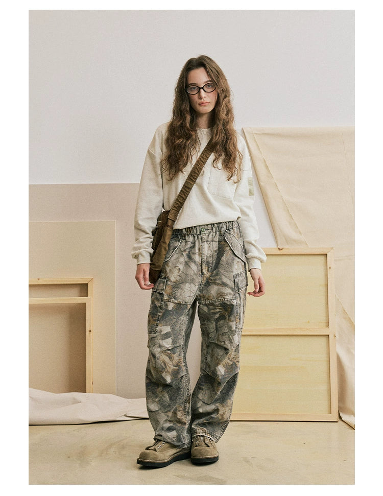 Pantalones de carga de caza de camuflaje de bosque