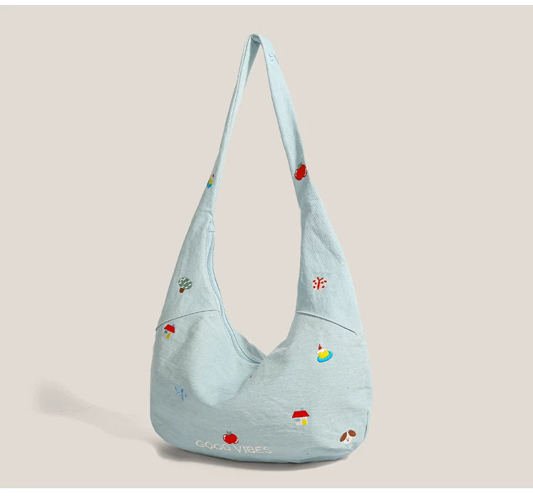 Good Vibes Embroidered Hobo