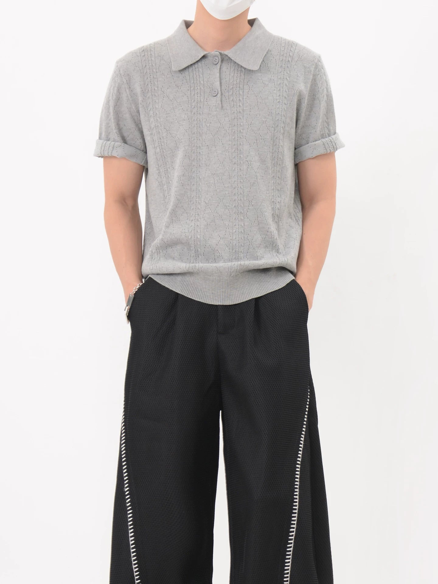 Frost Textured Lattice Knit Polo