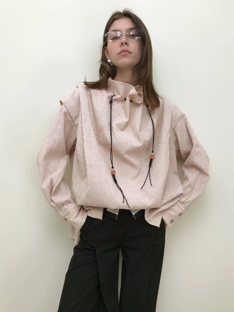 Oversized High-Neck Blouse