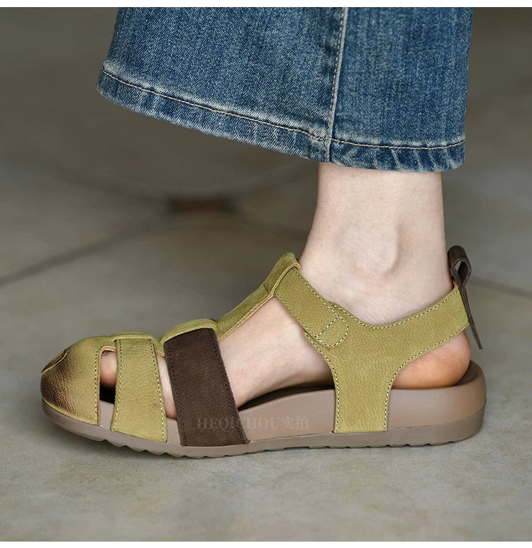 Meadow Vintage T-Strap Leather Sandals