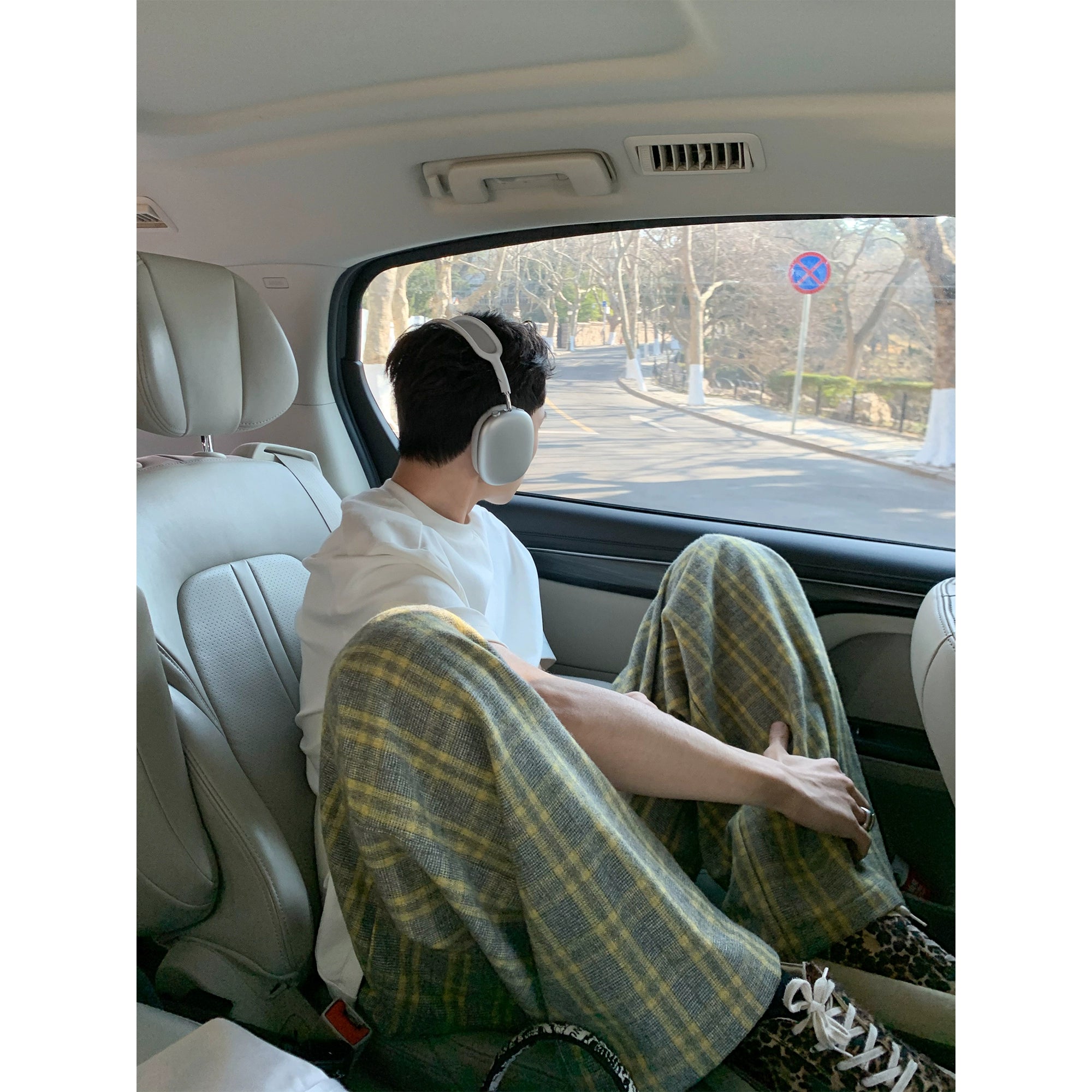 Yellow Plaid Wide Leg Pants