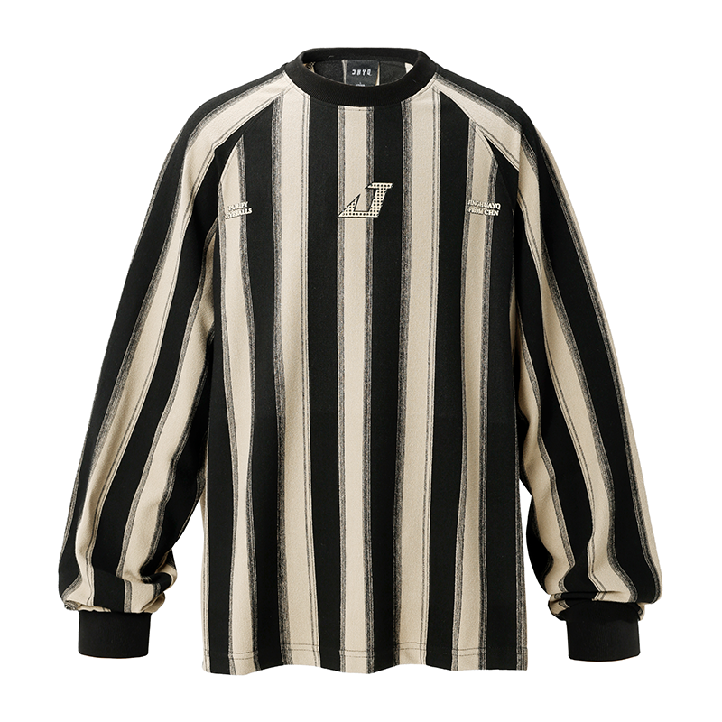 Striped Letter Print Long Sleeve T-Shirt - chiclara