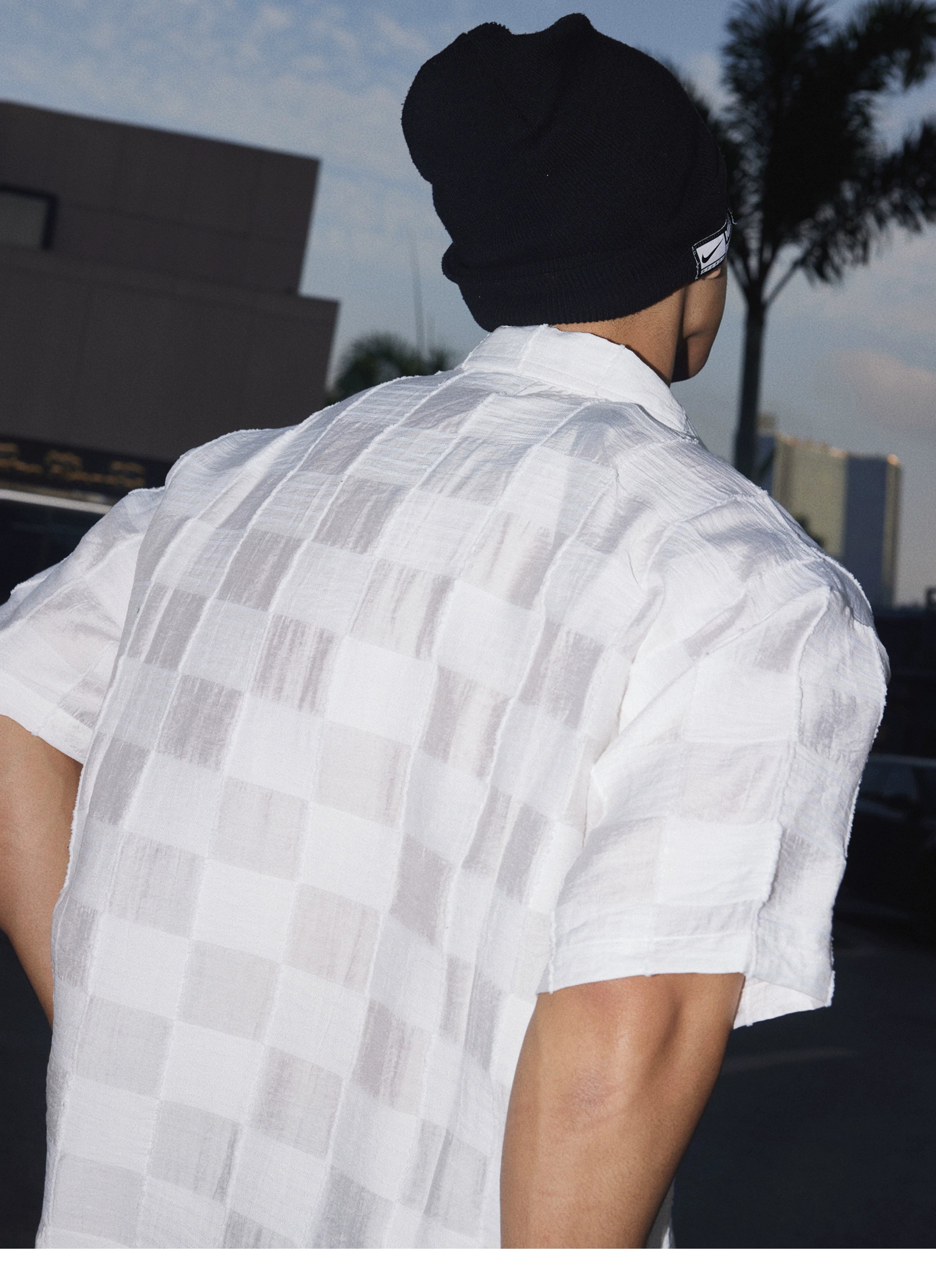 Textured Short Sleeve Button-Up Shirt