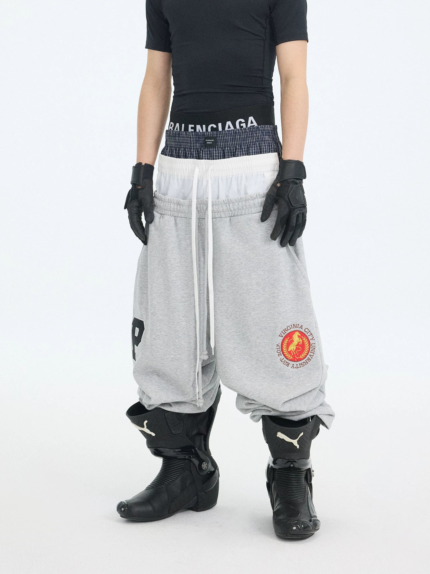Protocol Double-Waist Stadium Sweatpants