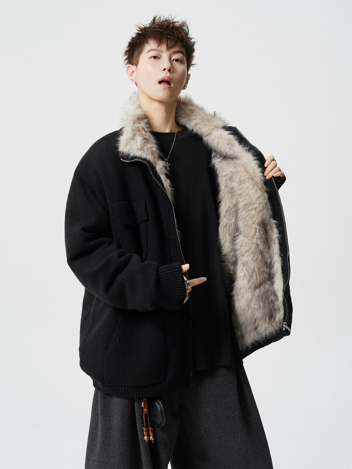 Frost-Core Knit Fur Jacket