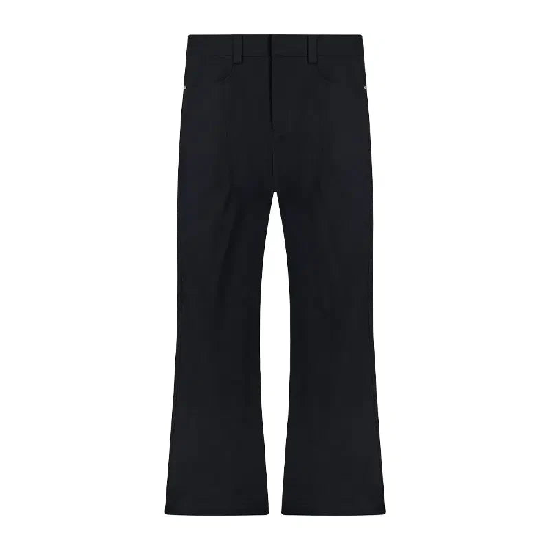 Loose Fit Flare Pants with Metal Buttons - chiclara