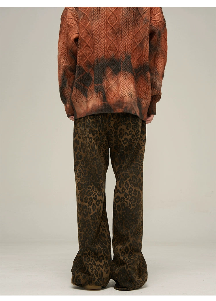 Leopard Print Relaxed Wide Leg Pants