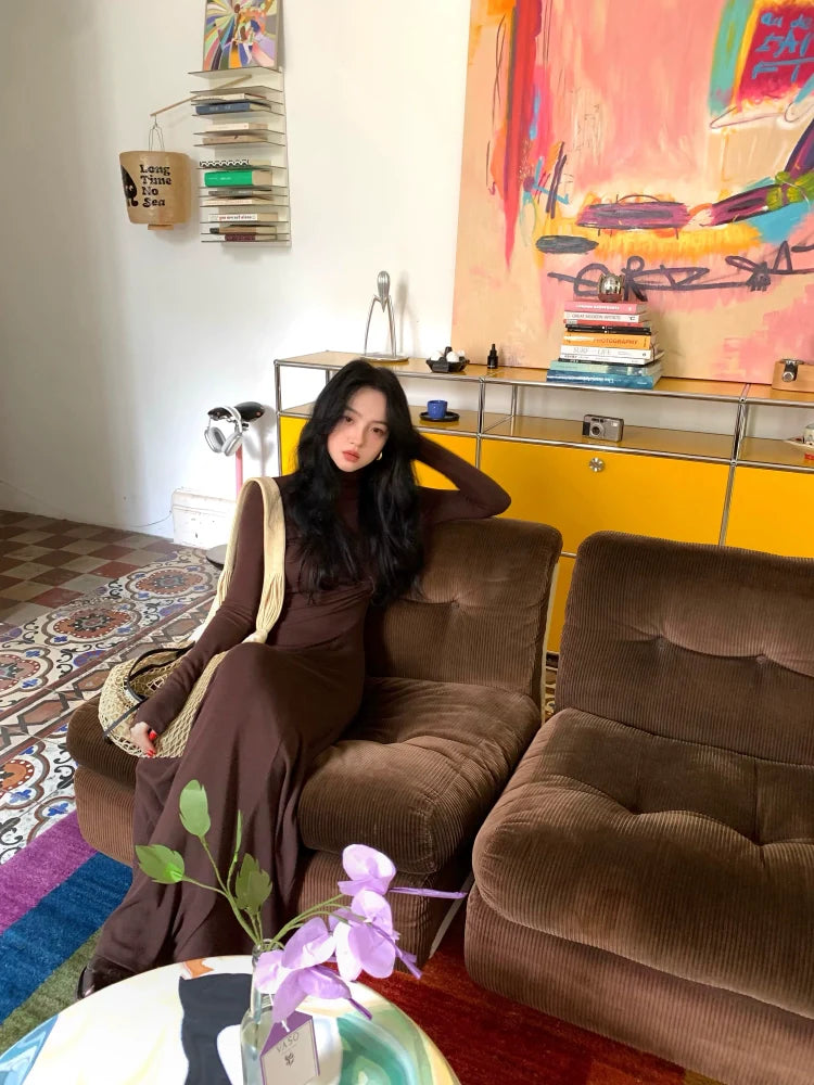 Long Sleeve Turtleneck Maxi Dress