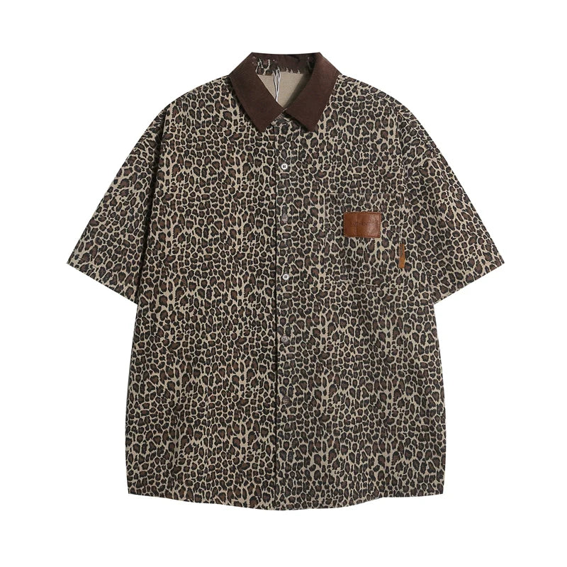 Leopard Print Oversized Work Shirt