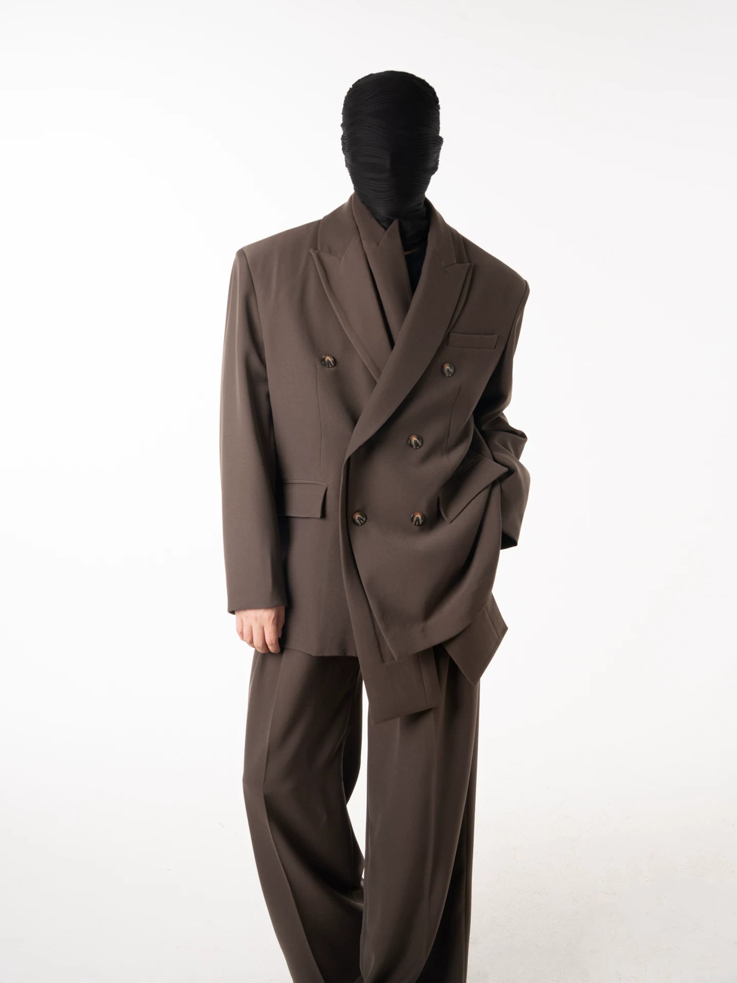Umber Veil Layered Double-Breasted Suit