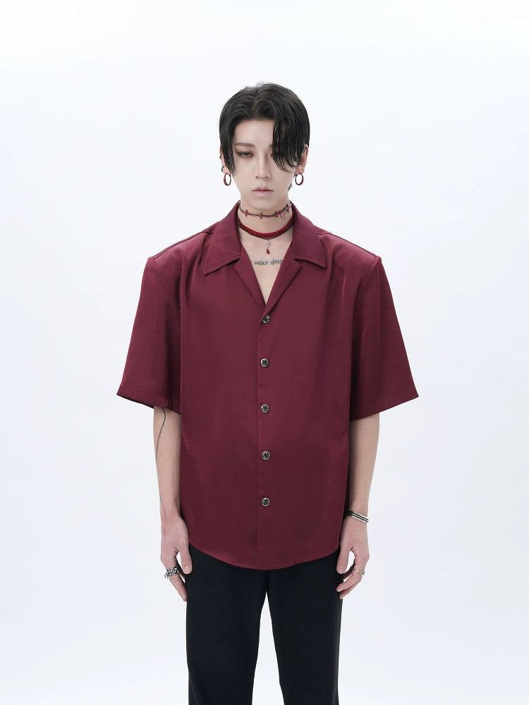 Short-Sleeve Satin Cuban Shirt
