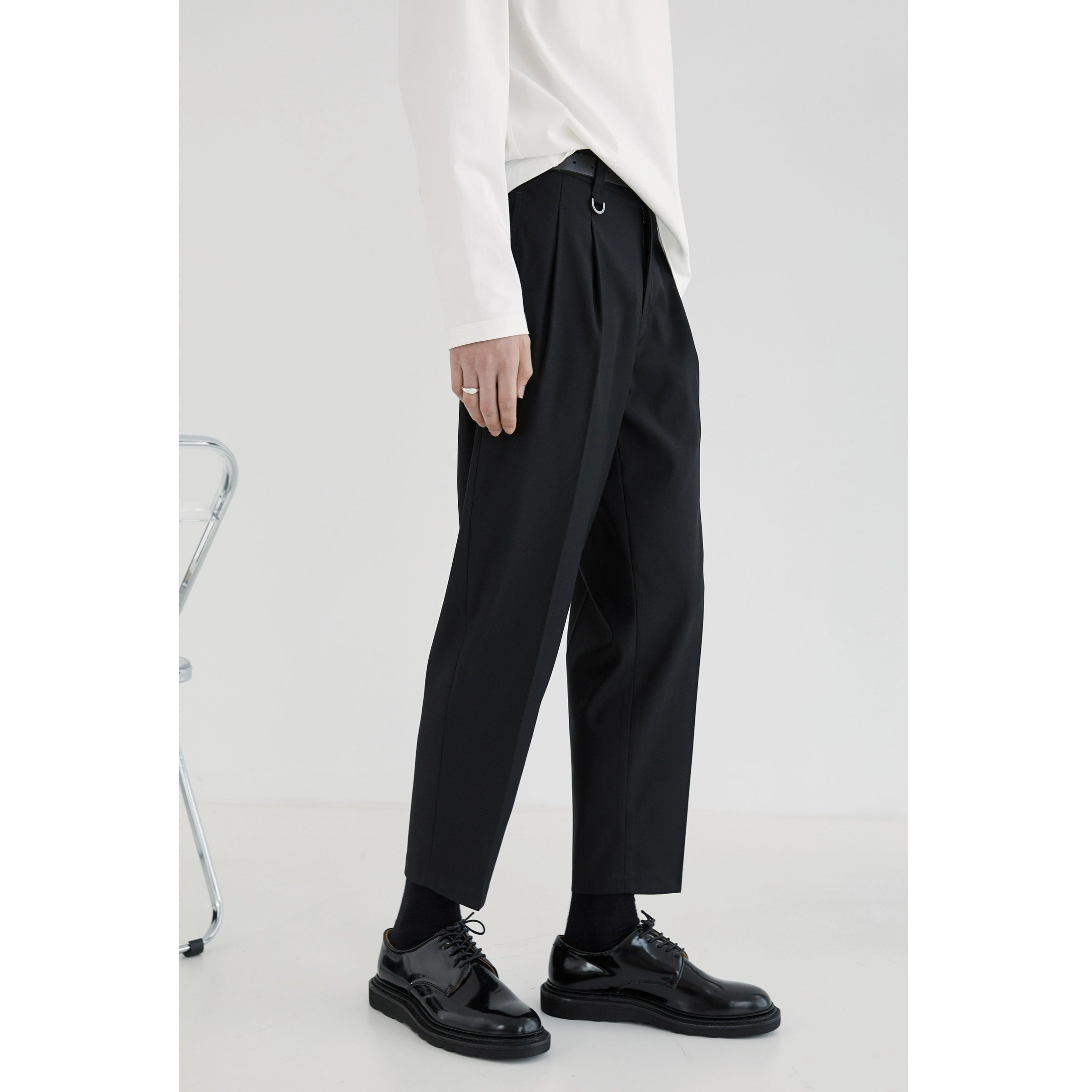 Pantalones de vestir de confort de doble plato