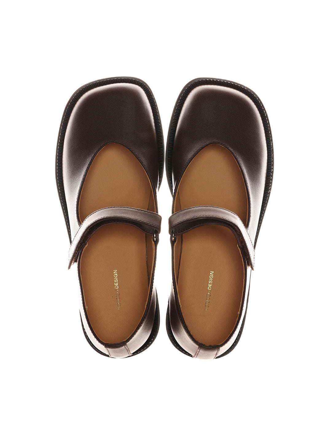 Classis Leather Strap Velcro Mary Janes-Brown