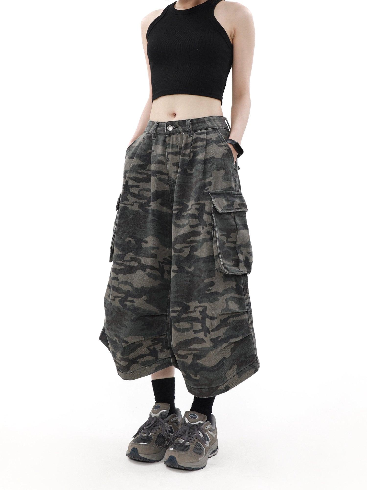 Mrnearly Camouflage Cargo Culottes - Unisex Urban Streetwear Bottoms