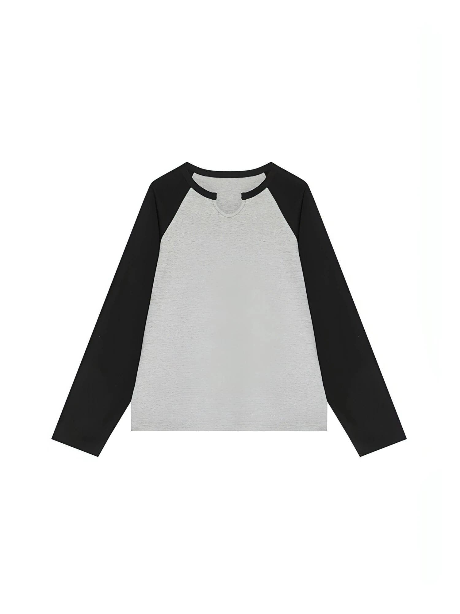Black And White Contrast U-Neck Drop Shoulder T-Shirt - chiclara