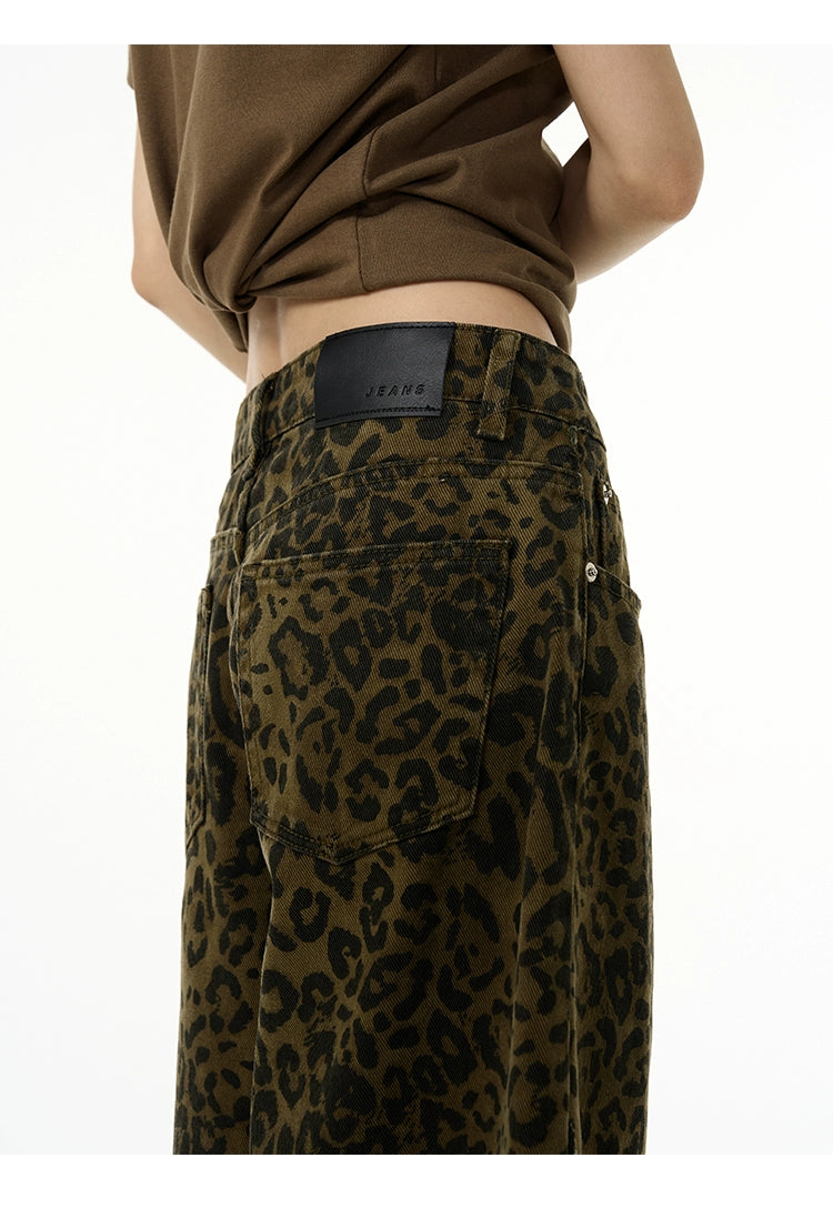 Leopard Print Wide Leg Knee-Length Shorts