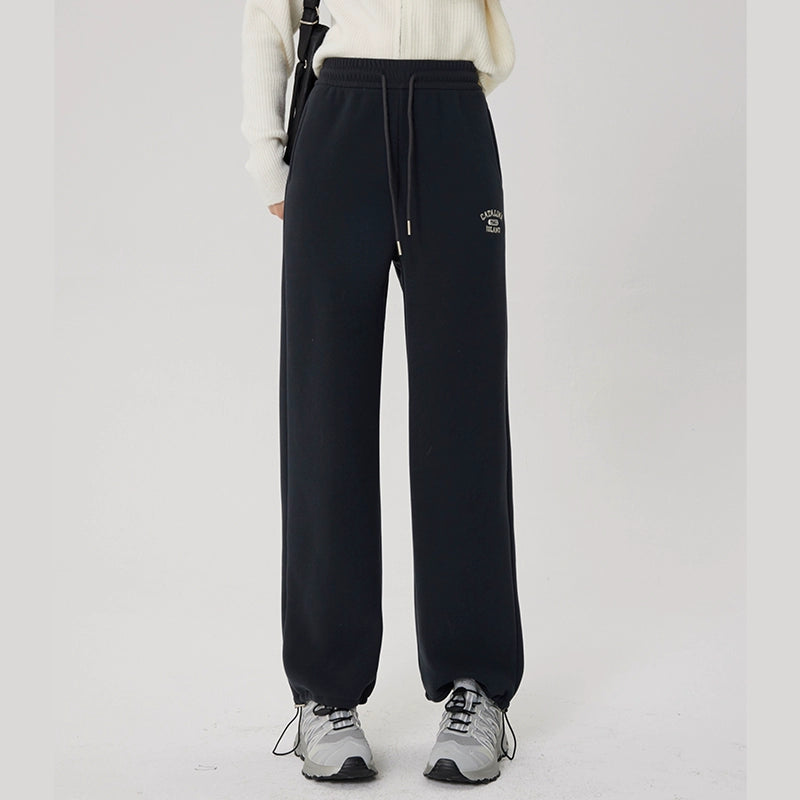 Straight-leg Fleece-lined Thick Sweatpants