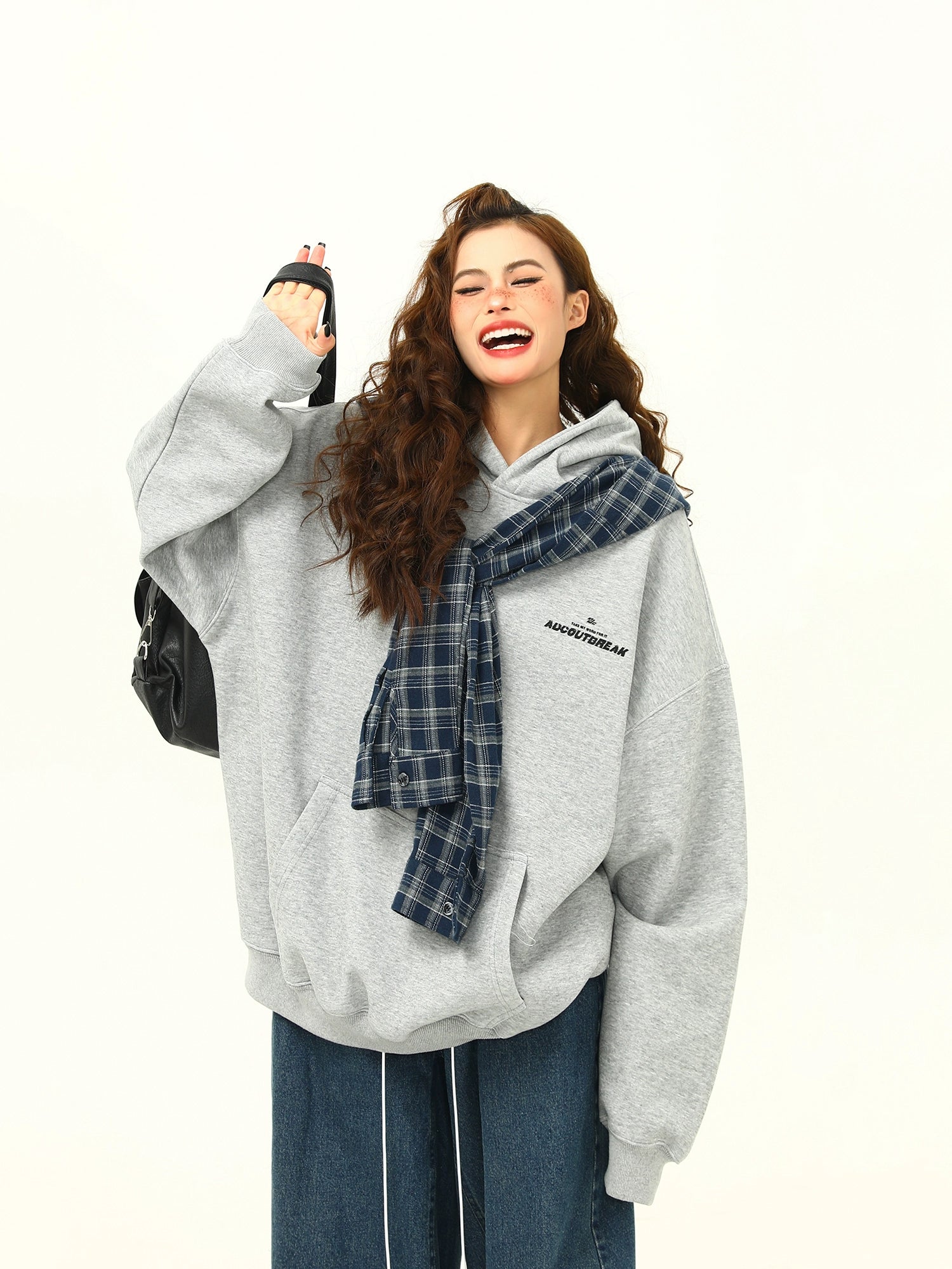 Plaid Accent Cozy Hoodie