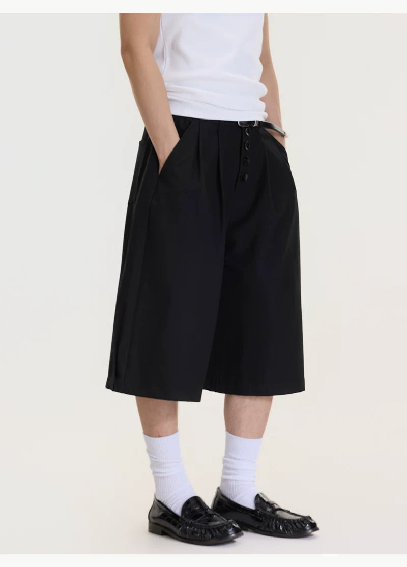 Midnight Button Drop-Crotch Culottes
