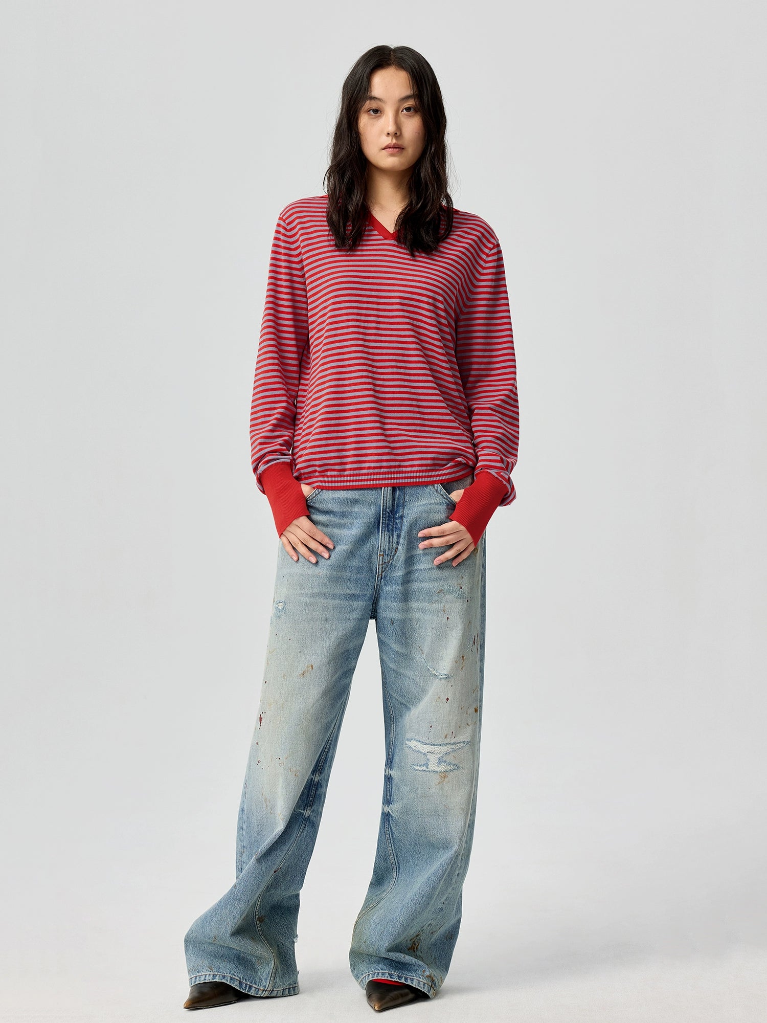 Painted Relic Wide Leg Jeans