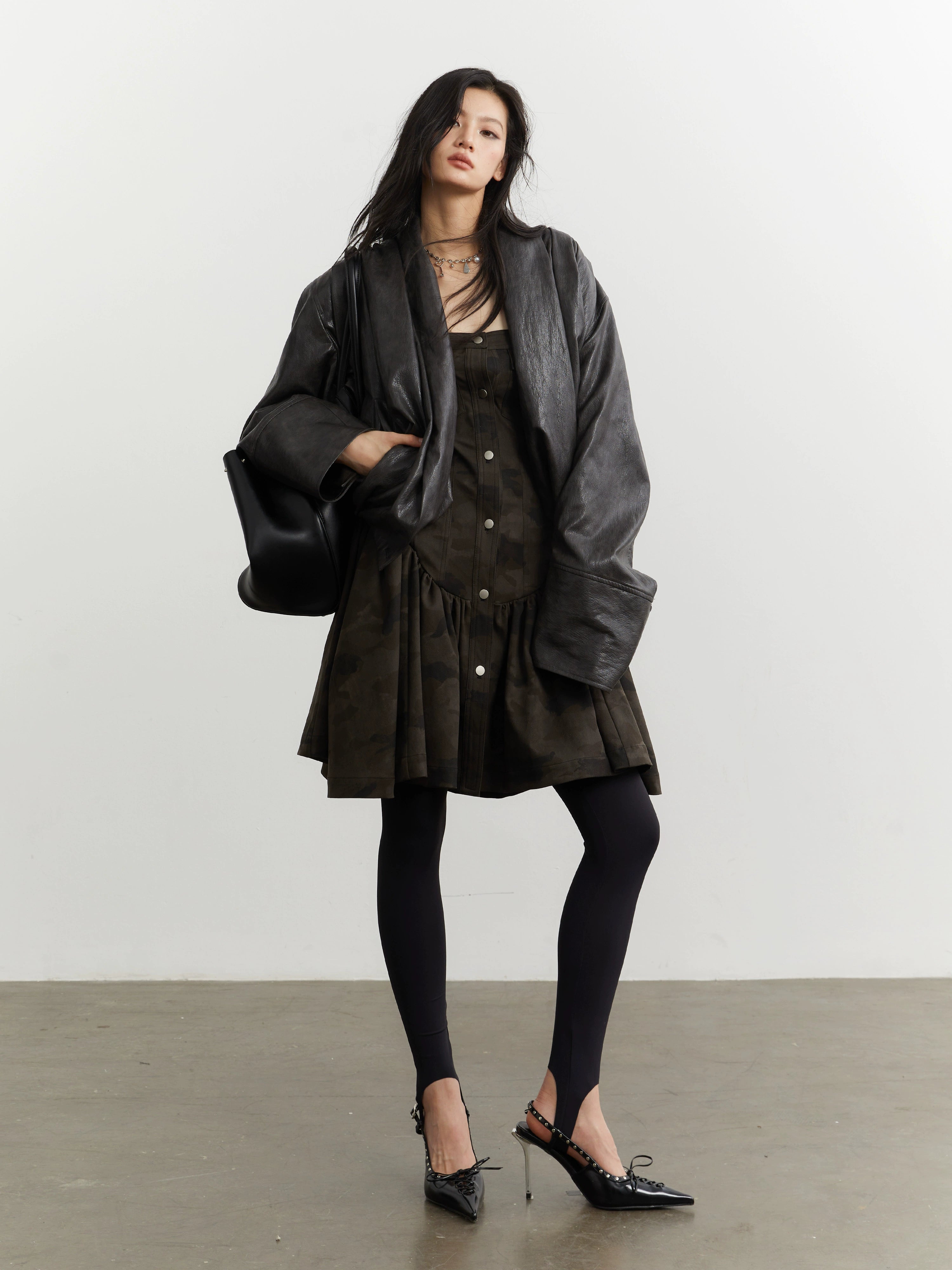 Eclipse Veil Sculpted Leather Jacket