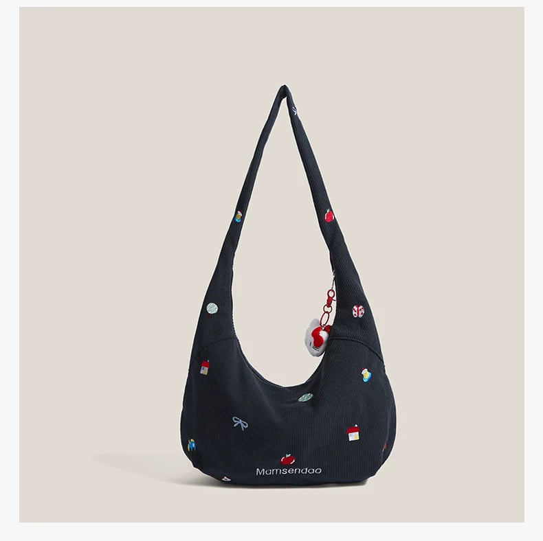 Charm Corduroy Hobo Bag