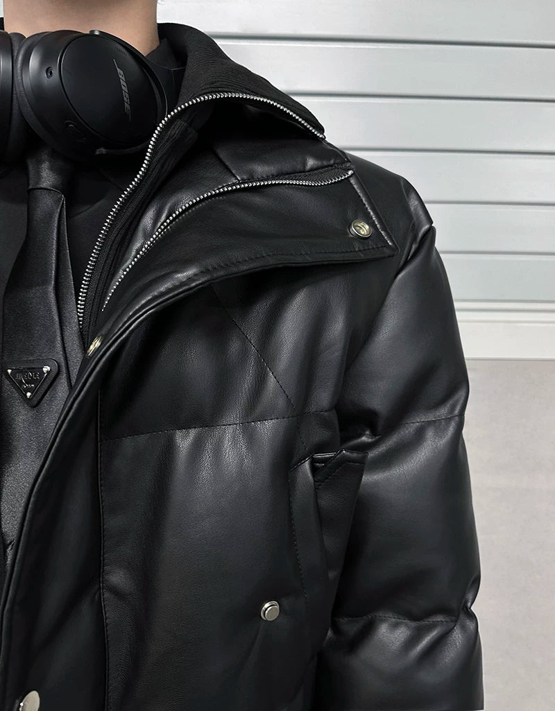 Nightcore Aegis Padded Leather Puffer Jacket
