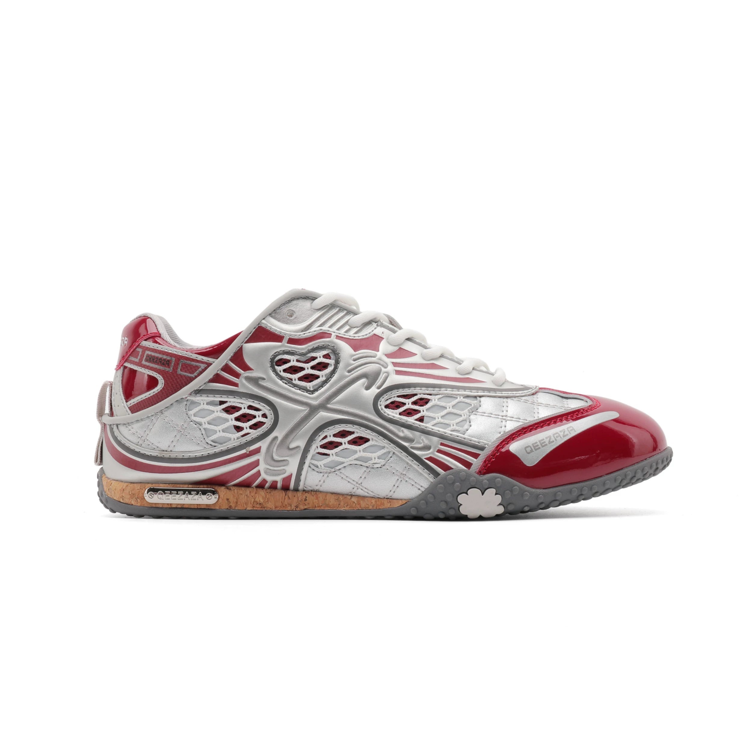 Silver Heart Mesh Retro Sneakers