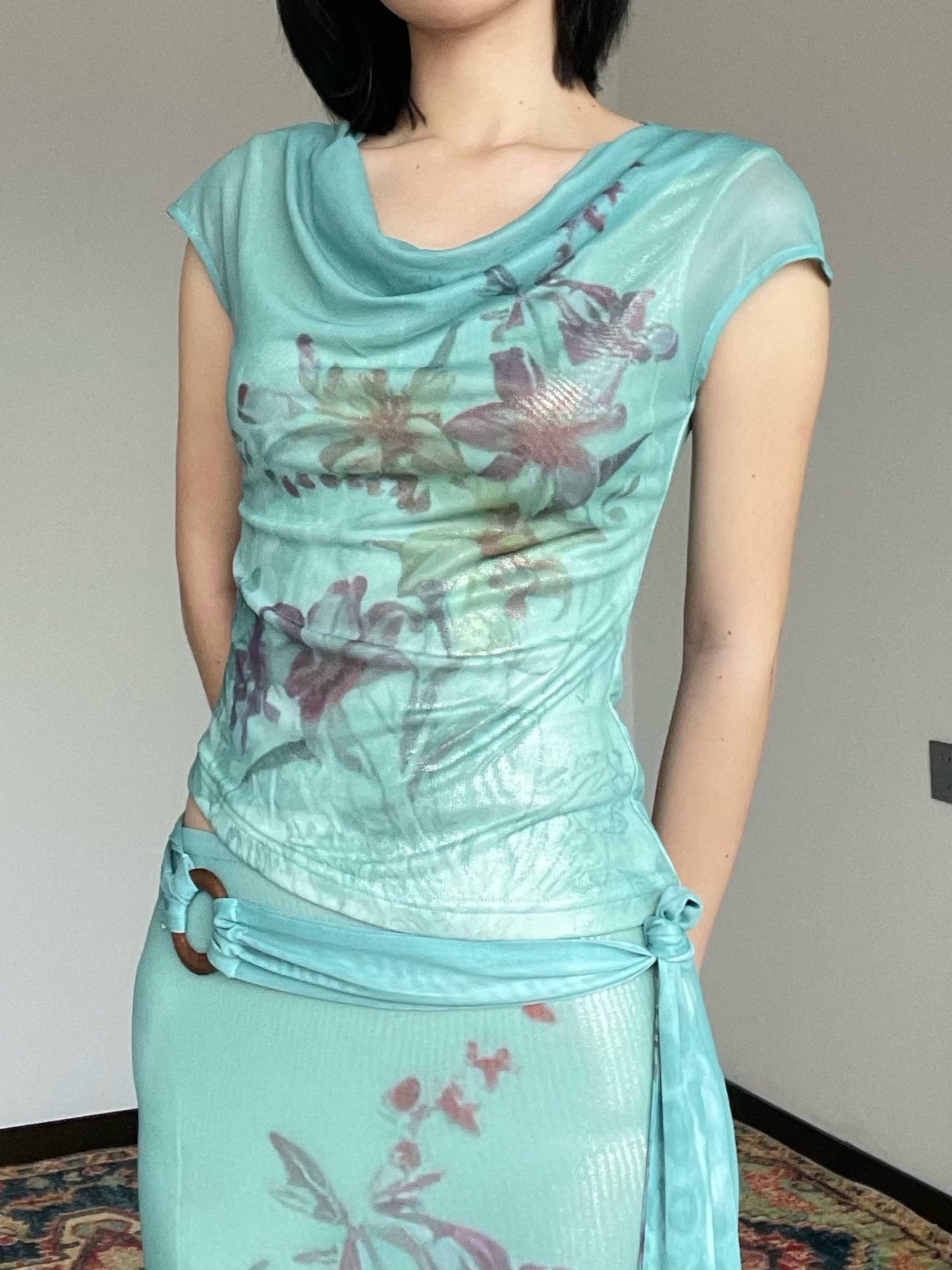 Aqua Butterfly Blouse