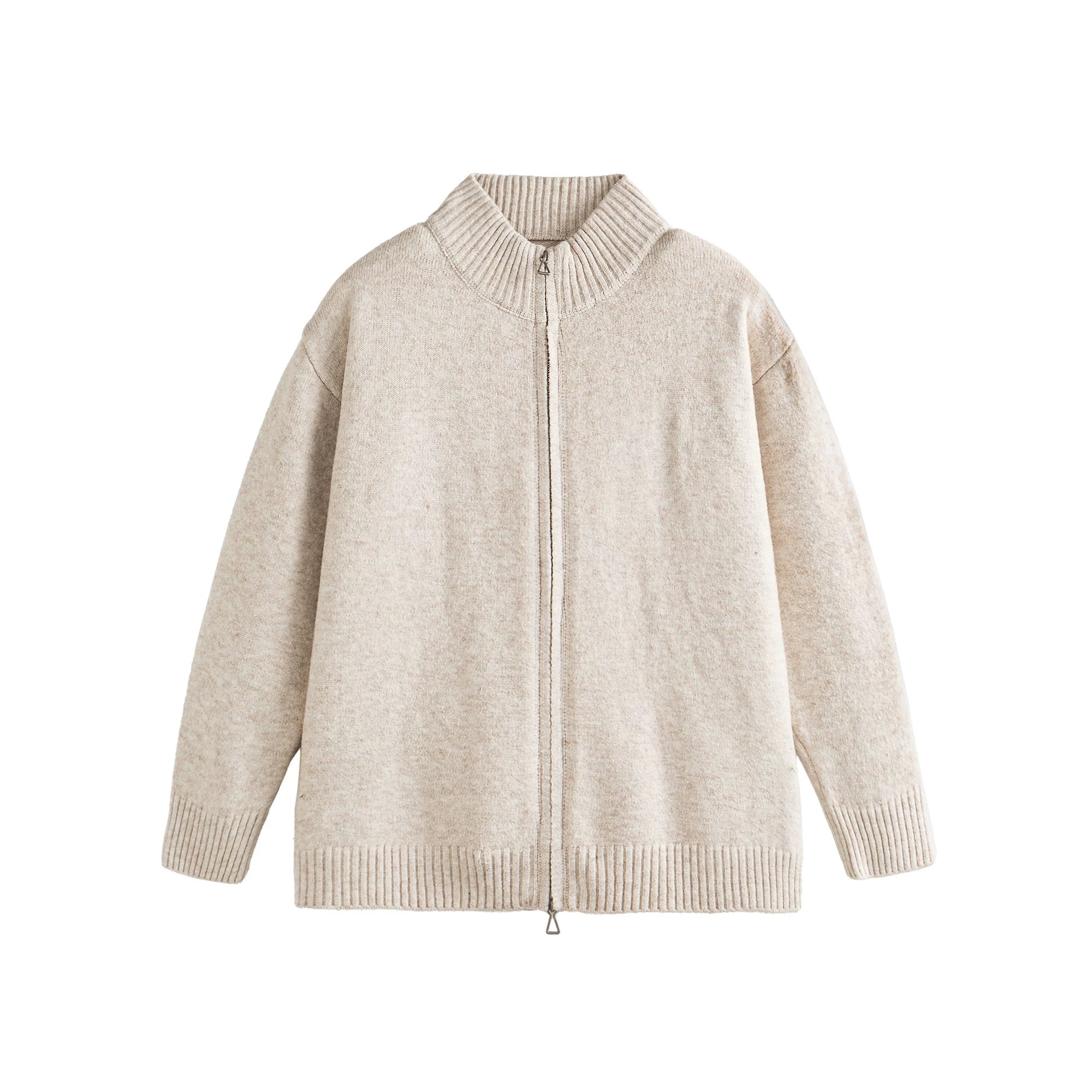 Mélange Zip Knit Cardigan