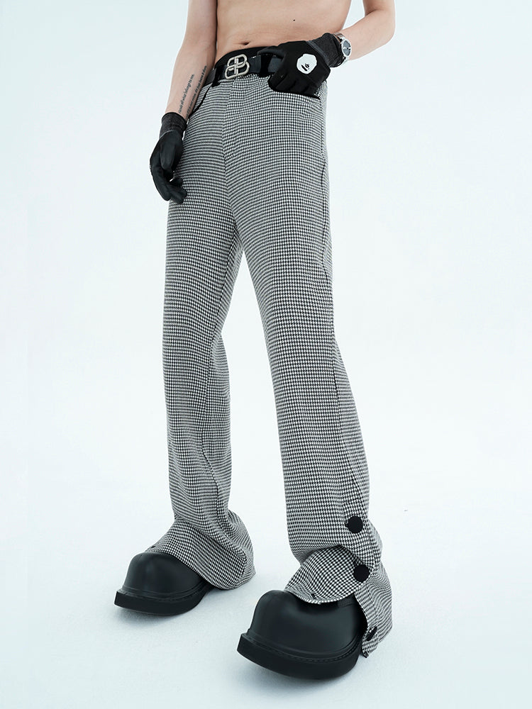 Houndstooth Split-Hem Pants